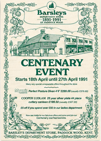 Barsleys centenary event leaflet from 1991