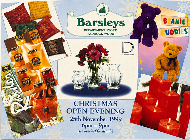 Barsleys Christmas Open Evening leaflet from 1999