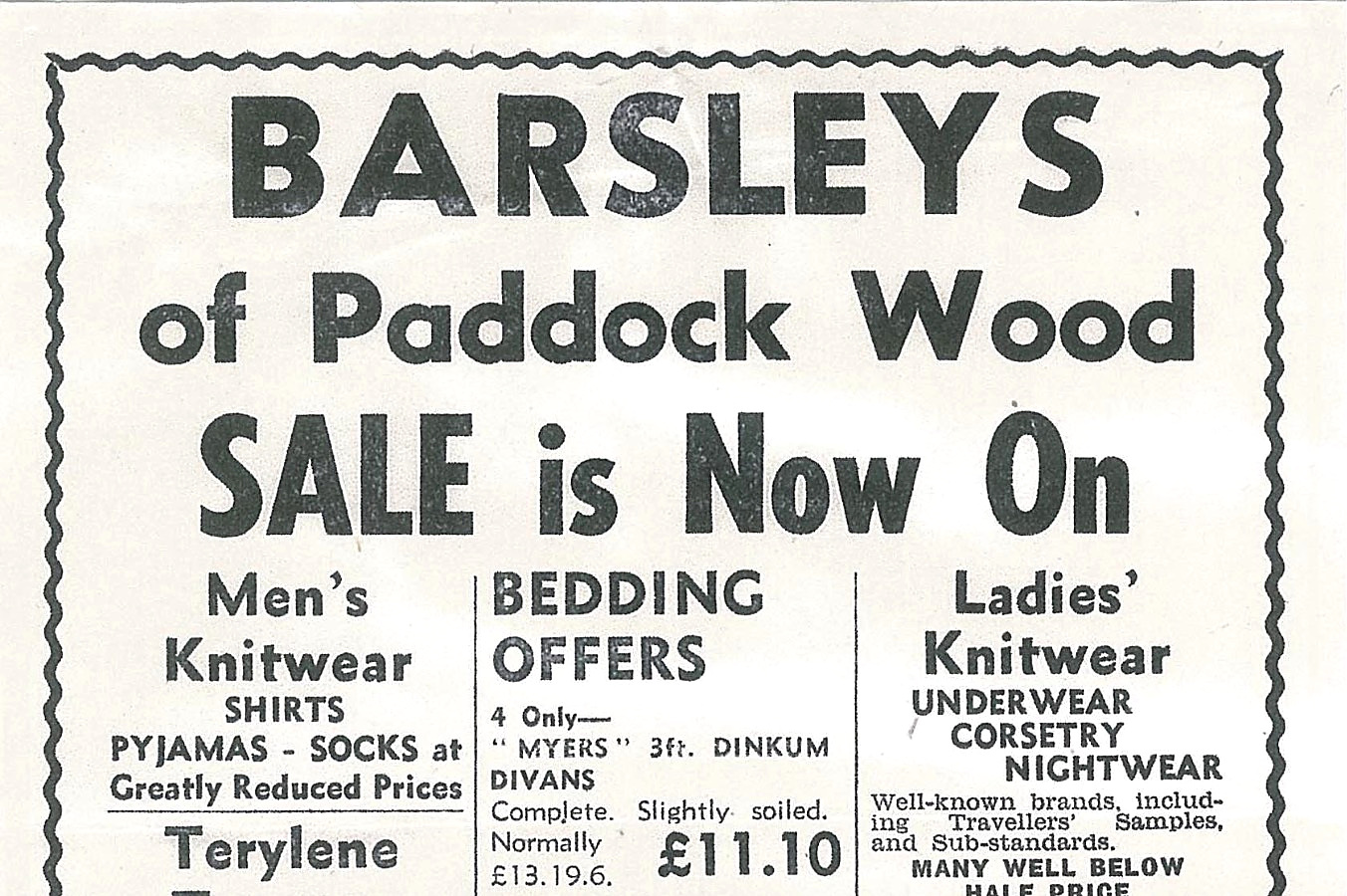 Barsleys sale advertisement from July 1961