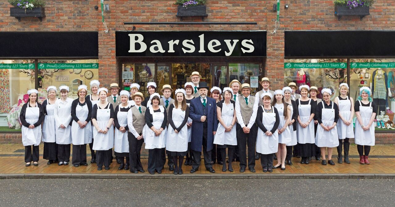 Barsleys staff in period dress celebrating the store's 125th anniversary in 2016